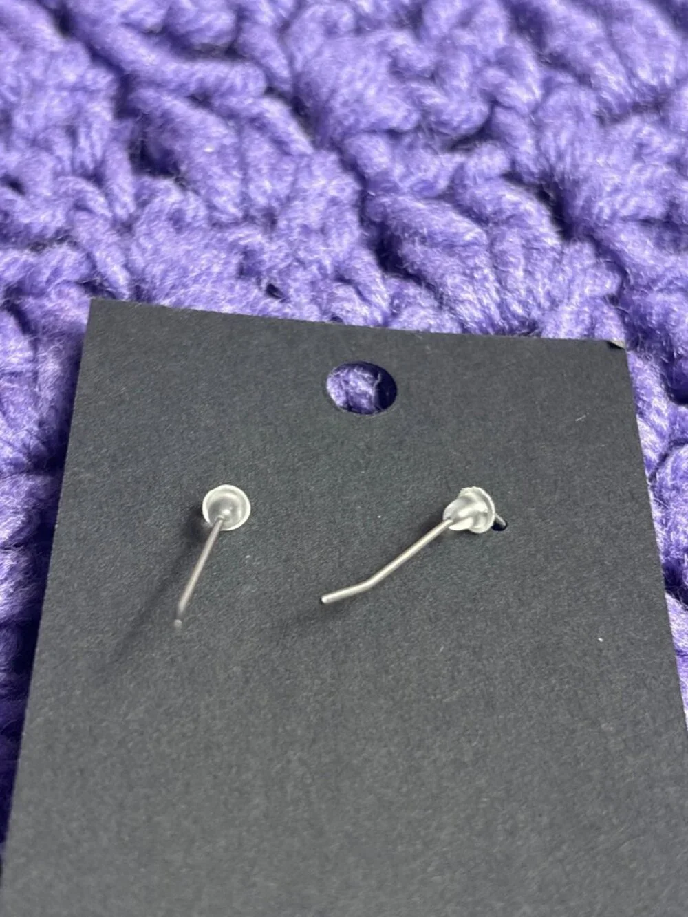 Blue Lace Agate Stone Dangle Earrings Silvertone Hooks 1 inch